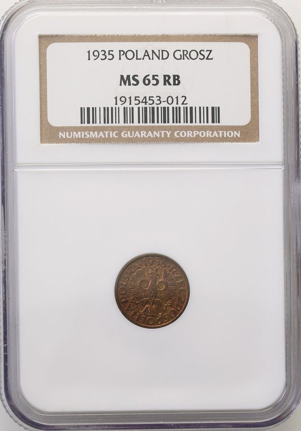 II RP. 1 grosz 1935 NGC MS65 RB